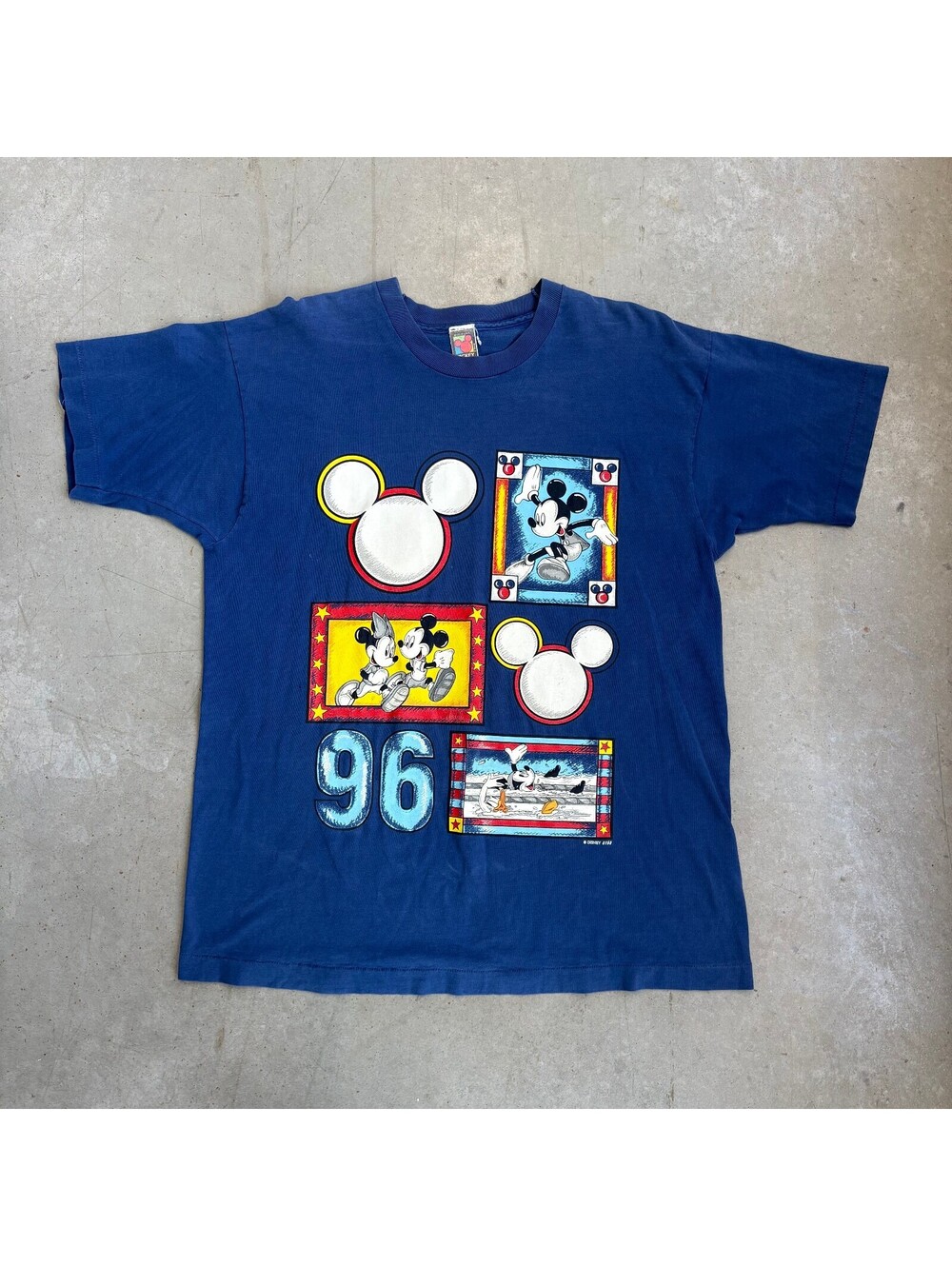 Vintage 90s Mickey Mouse Collage Cartoon T-Shirt Extra Large Blue